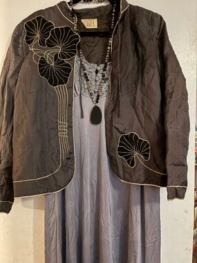 Vintage Silk Jacket Art Deco Theme Penny Lane Brand M